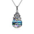 wholesale 925 Sterling Silver Tree of Life Green Agate Pendant Necklace-0-0