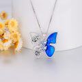wholesale 925 Sterling Silver Blue Butterfly & Rose Flower Heart Pendant Necklace s for Women Girls-0-2