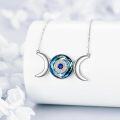 wholesale 925 Sterling Silver Blue Crystal Triple Moon Goddess Pendant Necklace-0-4