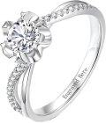 wholesale TOUPOP Personalized Engagement Ring For Women Moissanite Wedding Ring For Her Engraved Name Flower S925 Sterling Silver Anniversary Promise Rings For Wife Bride -0-0