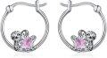 wholesale 925 Sterling Silver Sloth Hoop Earrings for Women Pink Crystal Heart  for Mom Sister-0-0