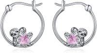 wholesale 925 Sterling Silver Sloth Hoop Earrings for Women Pink Crystal Heart  for Mom Sister-Sloth