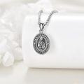 wholesale 925 Sterling Silver Round St Dymphna Medal Necklace for Women Men Prayer Protection Catholic Faith s 48cm Chain Length-0-3