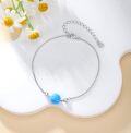 wholesale 925 Sterling Silver Blue Opal Beaded Adjustable Anklet for Women-0-5