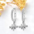 wholesale 925 Sterling Silver Starburst Dangle Hoop Earrings with Moissanites and Cubic Zirconia (White)-0-3