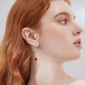 wholesale  925 Sterling Silver Ruby & 5A Cubic Zirconia July Birthstone Earrings for Women-0-1