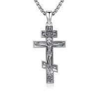 wholesale 925 Sterling Silver Archangel Medals St Pendant Necklace for Men Women-93-Crucifix Necklace(double cross silver)