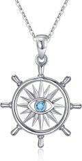 wholesale 925 Sterling Silver Compass Eye Pendant Necklace Evil Eye Protection  for Women Girls-0-0