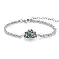 wholesale 925 Sterling Silver Green Agate Lotus Flower Charm Bracelet - 7 inches Long-0-0