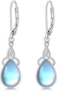 wholesale 925 Sterling Silver Teardrop Moonstone Drop Earrings s for Her-Irish