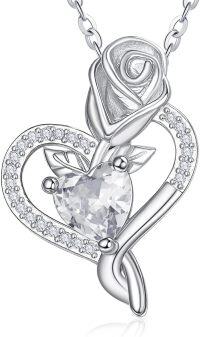 wholesale 925 Sterling Silver Birthstone Heart Pendant Necklace for Women-04-Apr