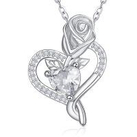 wholesale 925 Sterling Silver Birthstone Heart Pendant Necklace for Women-04-Apr