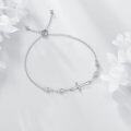 wholesale 925 Sterling Silver Adjustable Sideways Cross Charm Bracelet with Cubic Zirconia Stones for Women and Girls Religious s-0-2