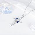wholesale 925 Sterling Silver Cross Pendant Necklace w/ Butterflies & Flowers - Christian  for Her-0-3