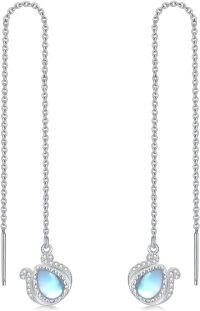 wholesale 925 Sterling Silver 5 7mm Pear Cut Moonstone Horseshoe Threader Earrings for Women-Horseshoe