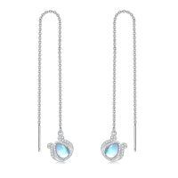 wholesale 925 Sterling Silver 5 7mm Pear Cut Moonstone Horseshoe Threader Earrings for Women-Horseshoe