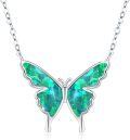 wholesale 925 Sterling Silver Opal Butterfly Necklace for Women Dainty Cute Pendant Jewelry Birthday Christmas Gift for Wife Girlfriend Mom Teen-0-0