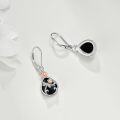 wholesale 925 Sterling Silver Lotus Flower Dragonfly Drop Earrings with Black Onyx and Rose Gold Accents-0-4