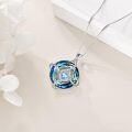 wholesale 925 Sterling Silver Blue Swarovski Crystal Heart Pendant Necklace Witch's Knot Pagan s for Women-0-2