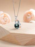 wholesale 925 Sterling Silver Unicorn & Green Pearl Pendant Necklace for Women-0-1