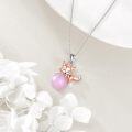 wholesale 925 Sterling Silver Fox Pink Stone Pendant Necklace for Women-0-2