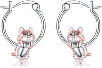 wholesale 925 Sterling Silver Corgi Dog Hoop Earrings for Women Girls Mothers Day Gift Animal Jewelry 43chars-Corgi