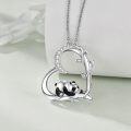 wholesale 925 Sterling Silver Panda Heart Pendant Necklace for Women Girls Gifts Jewelry Accessories 45cm Chain Length-0-1