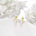 wholesale 14K Gold Freshwater Pearl Round Dangle Drop Earrings for Women Wedding  Ideas-0-4