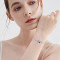 TOUPOP Sterling Silver Blue Crystal Birthstone Moon Star Bracelet Women Jewelry Gift-0-1