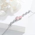 wholesale 925 Sterling Silver Paw Print Bracelet with Pink & White Cubic Zirconia, Adjustable Pet Memorial Jewelry for Dog Cat Lovers-0-1