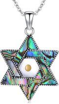wholesale 925 Sterling Silver Abalone Shell Star of David Pendant Necklace with Compass Design-0-0