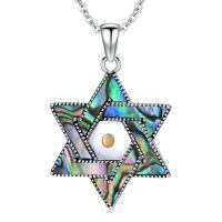 wholesale 925 Sterling Silver Star Pendant With Iridescent Inlay And Gold Center-Star of David
