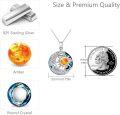 wholesale 925 Sterling Silver Sun & Moon Pendant w/Moonstone and Amber Stone - For Women-0-4