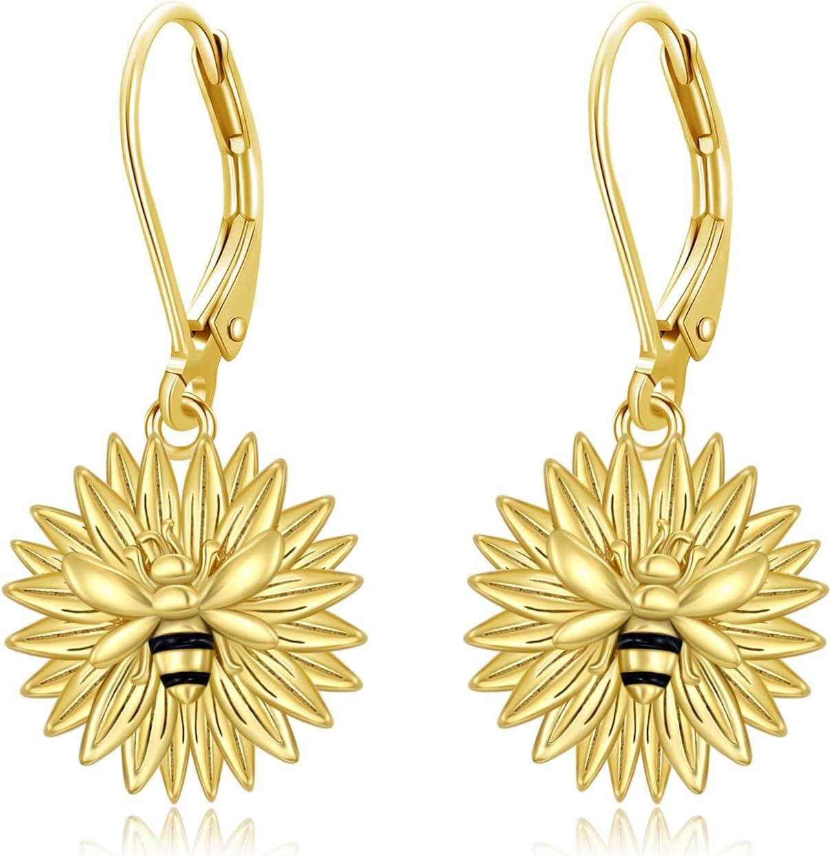 Sterling Silver Hypoallergenic Drop Dangle Earrings for Women-Bee