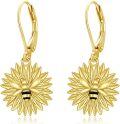 wholesale Gold Plated Bee Flower Leverback Earrings for Women 925 Sterling Silver Hypoallergenic  Idea-0-0