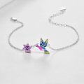 wholesale 925 Sterling Silver Hummingbird & Flower Charm Ankle Anklet for Women Girls -0-2