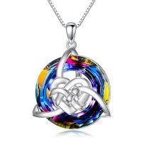 wholesale 925 Sterling Silver Trinity Knot Pendant Necklace-Volcanic