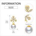 wholesale Gold 925 Sterling Silver Dragonfly White Shell Pearl Stud Earrings 6mm AAA Cubic Zirconia Stones Jewelry for Women Girls Gift Boxed-0-3