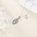 wholesale 925 Sterling Silver Virgin Mary Oval Medal with Cross Pendant Necklace for Women-0-1