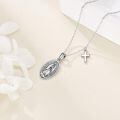 wholesale 925 Sterling Silver Oxidized Our Lady Of Guadalupe Virgin Mary Cross Pendant Necklace-0-1