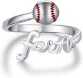 wholesale 925 Sterling Silver Faith Ball Adjustable Open Ring Sport Jewelry Gift-0-0