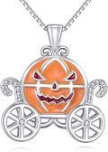 wholesale 925 Sterling Silver Pumpkin Carriage Pendant Necklace for Women Girls Halloween Gifts-0-0