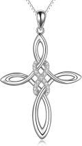 wholesale 925 Sterling Silver Celtic Knot Cross Pendant  - Irish Religious Infinite Love Jewelry for Women Girls Gift Boxed 48 Chain Included-0-0
