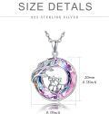 wholesale 925 Sterling Silver Metal Pink Crystal Cat Pendant Necklace for Women-0-4