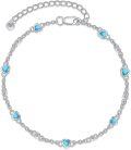 wholesale 925 Sterling Silver Turquoise Heart Beaded Ankle Anklet for Women-0-0