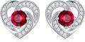 wholesale 925 Sterling Silver Birthstone Heart Stud Earrings Jewelry Gifts for Women-0-42