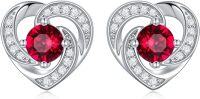 wholesale 925 Sterling Silver Birthstone Heart Stud Earrings Jewelry Gifts for Women-Silver-01-Jan-Zirconia