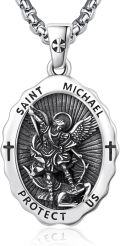 wholesale 925 Sterling Silver St Michael Medal Necklace with 2 mm Chain - Religious -0-0