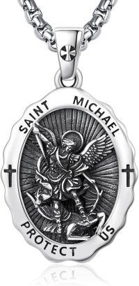 wholesale 925 Sterling Silver St Michael Medal Necklace with 2 mm Chain - Religious -St-Michael
