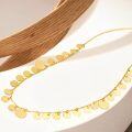 wholesale  18K Yellow Gold Round Disc Station Necklace with 6mm & 4mm Discs, Minimalist Layering Jewelry Gift for Women-0-1